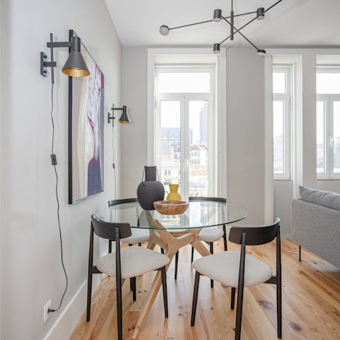 Get together for lazy breakfasts with the balcony doors open and let the sunshine in
