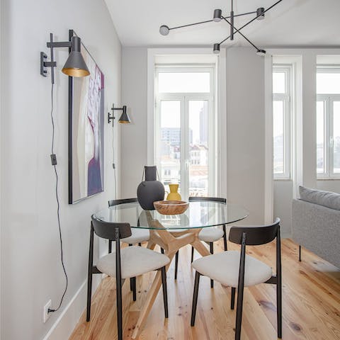 Get together for lazy breakfasts with the balcony doors open and let the sunshine in