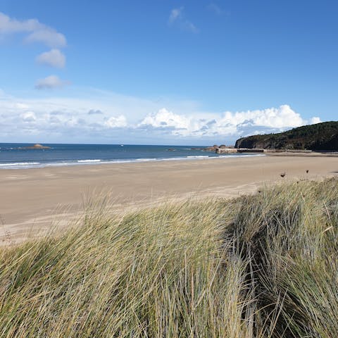 Explore the gold beaches of Fréhel – Sables d'or les Pins Beach is 50 metres away