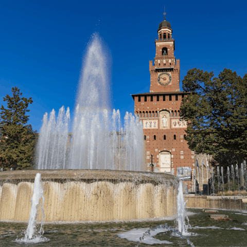 Stroll twenty minutes to beautiful Castello Sforzesco