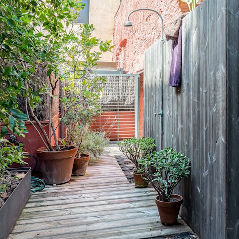 Cool off from the heat under the outdoor shower