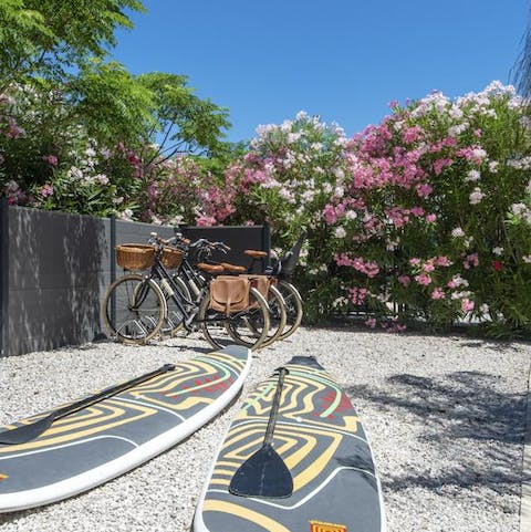 Cycle through the countryside or take the paddleboards to the beach