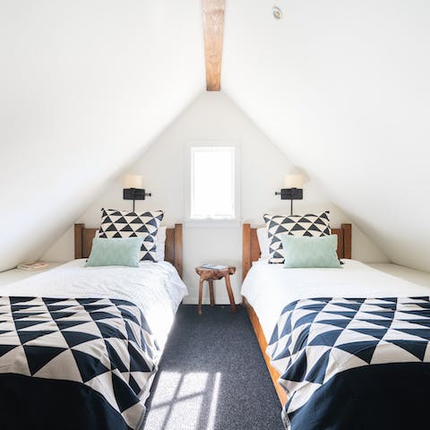 Get a restful night's sleep in the cleverly designed upstairs loft