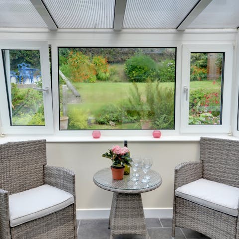 Sip your morning coffee in the calm conservatory