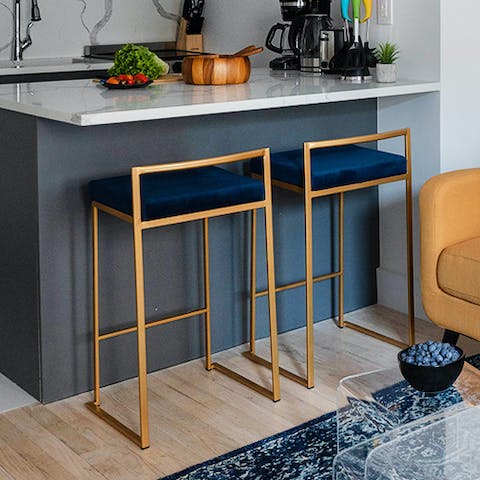Enjoy a drink at the stylish breakfast bar