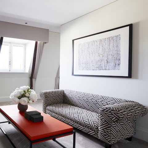 Find a playful seating area to play games in the master suite