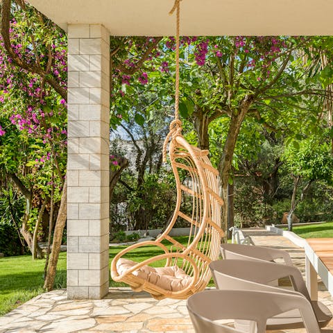 Swing gently in the hanging egg chair as you enjoy your holiday read