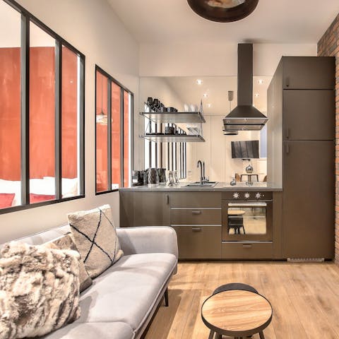 Enjoy a glass of French wine in the open-plan living space