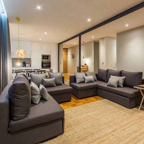 Open a bottle of port and get comfortable with your guests on the sofa