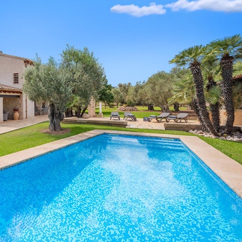 Practice your backstroke in the private swimming pool