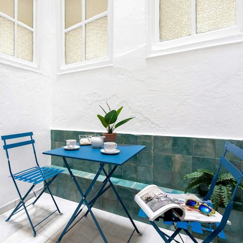 Enjoy a coffee or evening drinks on the private patio