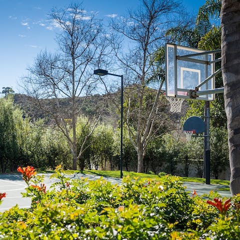 Shoot some hoops on the basketball court