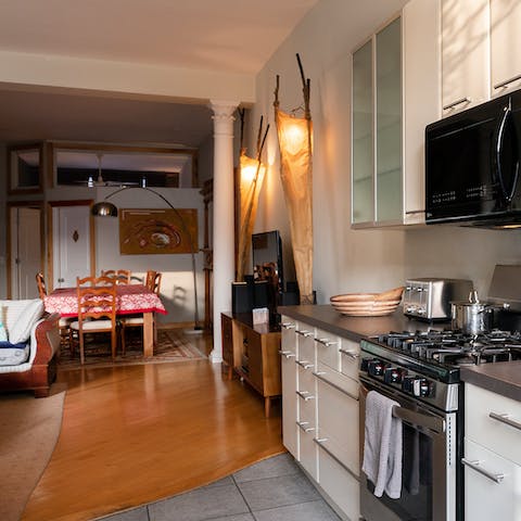 The open-plan kitchen