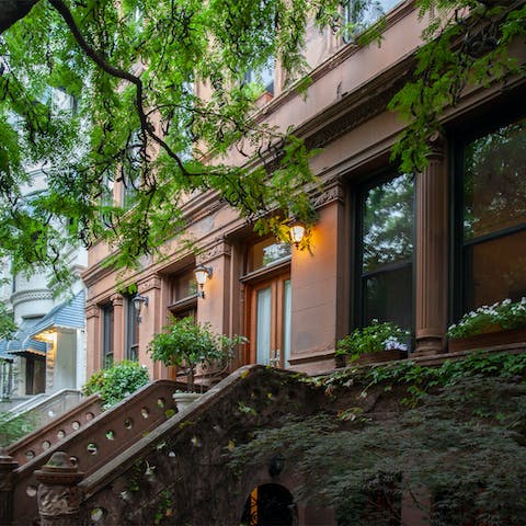 The apartment's original Brownstone exterior