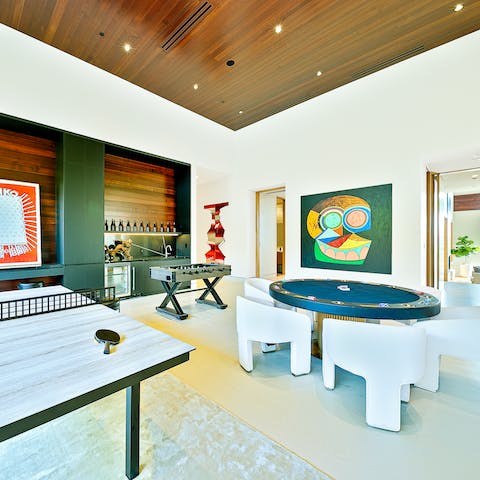 Keep your poker face handy at the card table in the games room