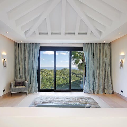 Wake to to the green woodlands and blue ocean each morning