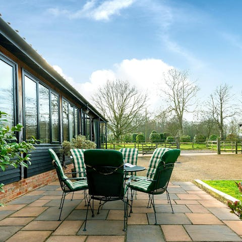 Begin your day with breakfast on the countryside-view terrace