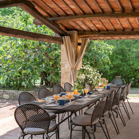 Gather for delicious drinks and Italian meals on the terrace