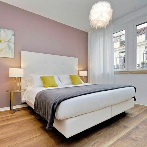 Wake up in the comfortable bedroom feeling rested and ready for another day of Rome exploring