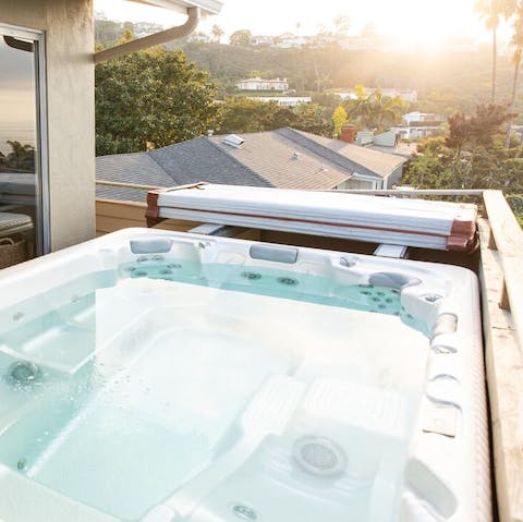 Unwind in the private hot tub