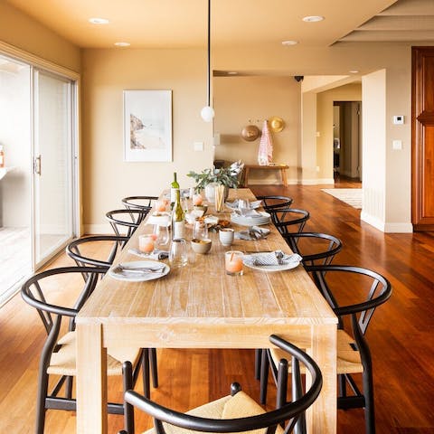 The gorgeous dining table is made for feasts and quality time