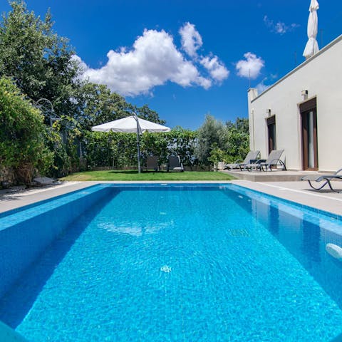 Have a refreshing dip in the private outdoor pool on hot summer days