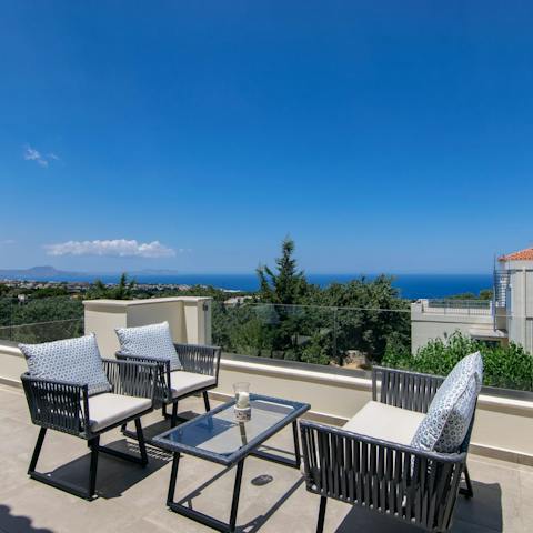 Enjoy the glorious views of the sea from the balcony