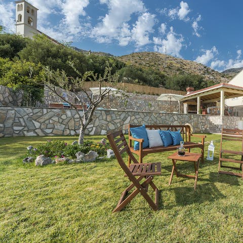 Sunbathe by the pool or soak up the sun in the pretty garden