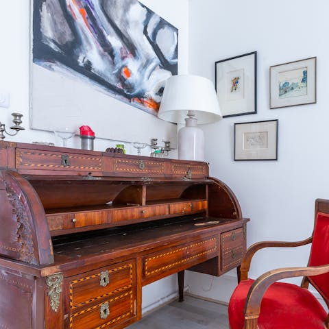 The antique marquetry desk