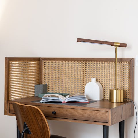 Get some work done at the desk in the bedroom