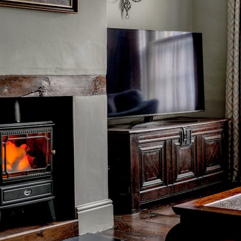 Get toasty toes in front the wood-burning stove