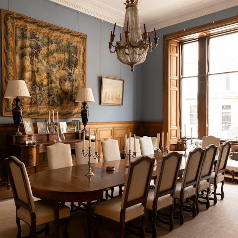 Host decadent meals in the grand dining room