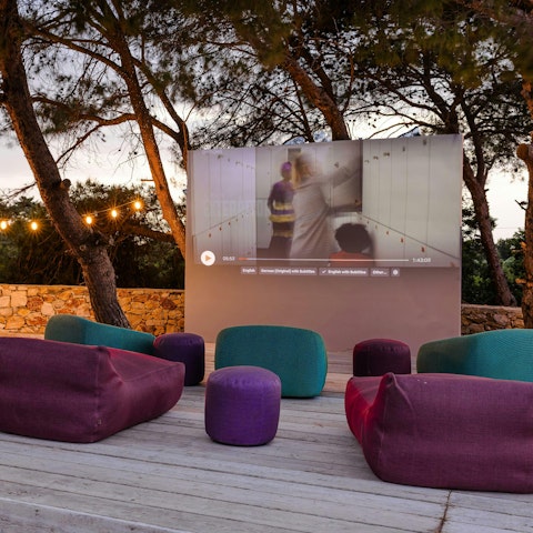 Gather around outside for a movie and popcorn