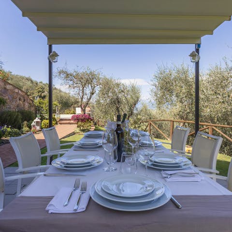 Pop open some prosecco and serve up a delicious alfresco feast on the terrace