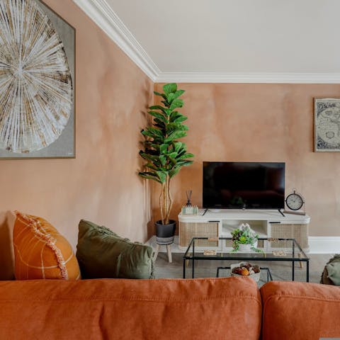 Get cosy in the stylish living area after a busy day on your feet