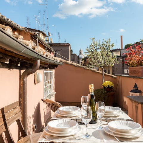 Savour a glass of Prosecco while you take in the view