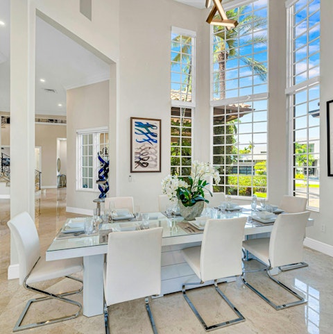 Enjoy dinner with a view in the elegant dining room