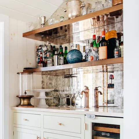 Pour yourself a drink at the wet bar