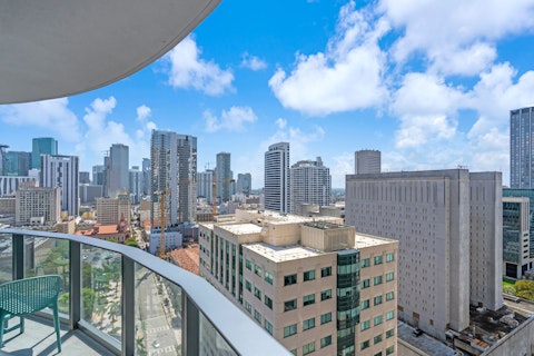 Step onto the high-rise balcony and take in the Miami skyline in every direction