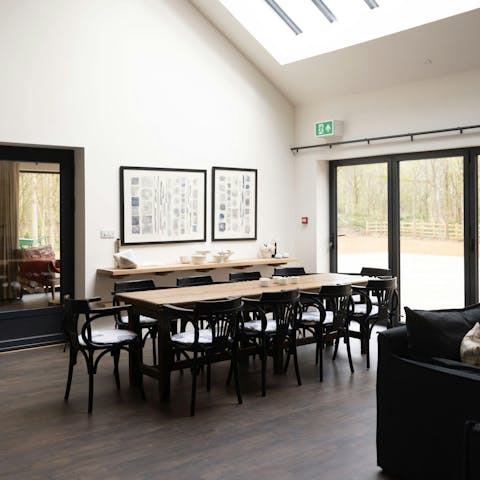 Gather over a home-cooked meal after a day in the countryside