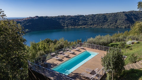 Lie back on a lounger with the lake on the horizon