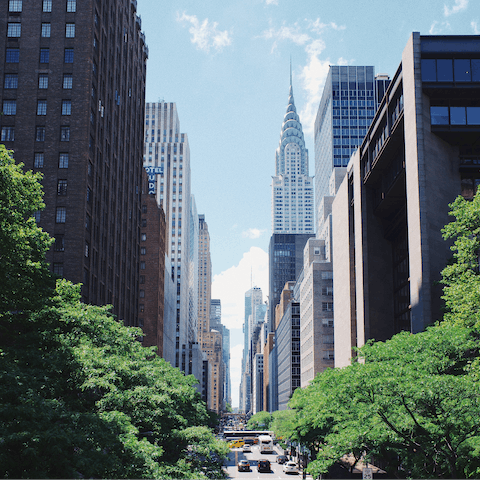 Reach the iconic Chrysler Building in less than thirty minutes by train