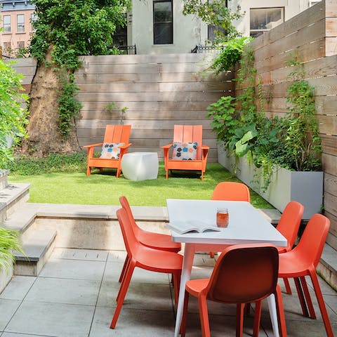 Soak up the sunshine in the vibrant backyard