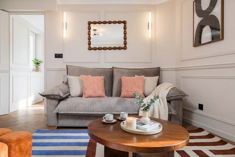 Settle into the living room after a long day in Paris