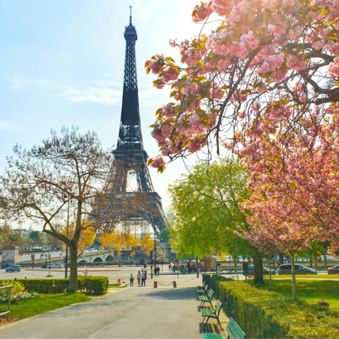 Stroll down to the Eiffel Tower, just a ten-minute walk away