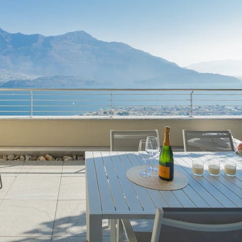 Share Italian wine and delicacies on the private terrace