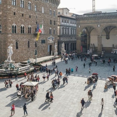 Step outside to the bustling Piazza della Signoria, under a minute from home