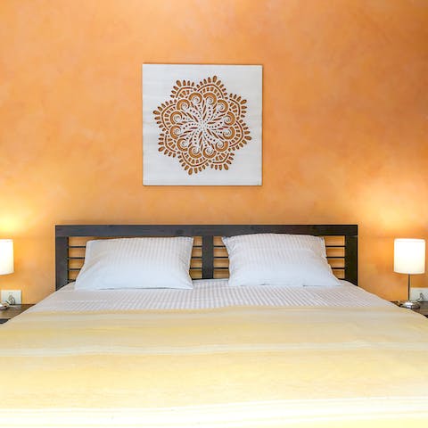 Look forward to waking up in the soothing bedroom