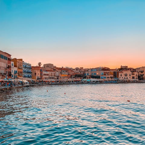 Drive into Crete's spirited capital, Chania, in twenty-five minutes