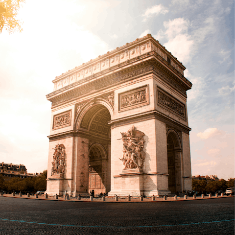 Stroll twenty minutes to the famous Arc de Triomphe